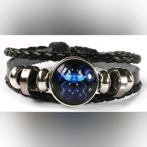 1 x Astrological Connection Leather Bracelet Featuring - GEMINI Sign